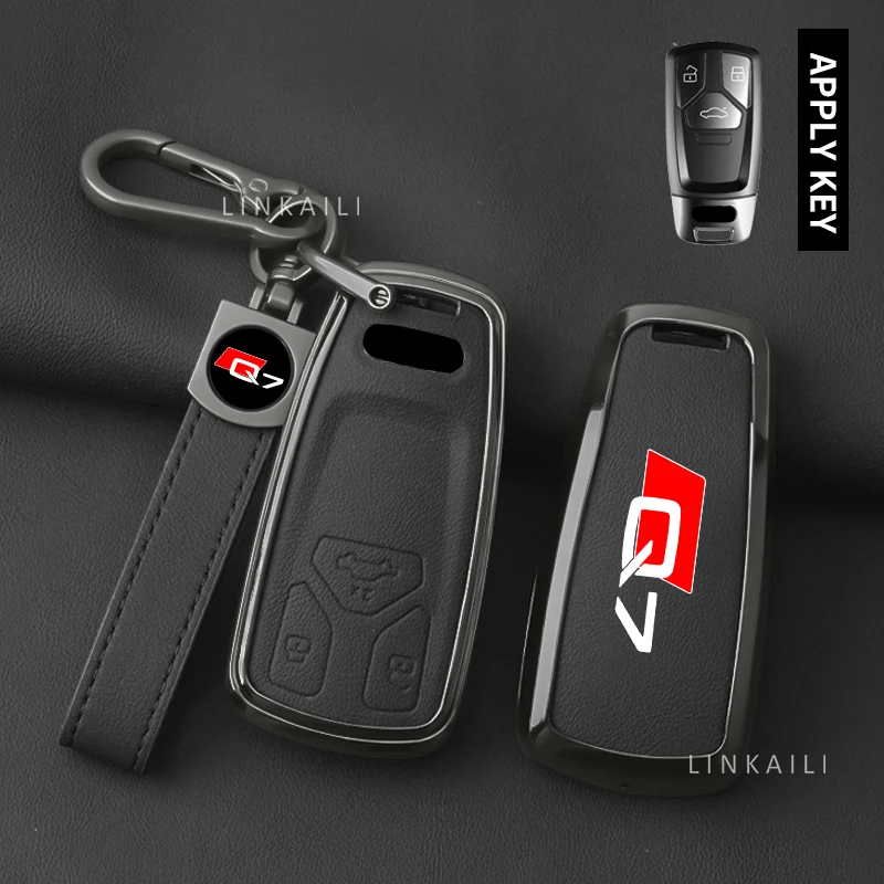 

Подходит для Audi Q7 sport 2016 2018 2019, модель чехла для автомобильных ключей из цинкового сплава, кожаный модный чехол для ключей с логотипом, аксессуары