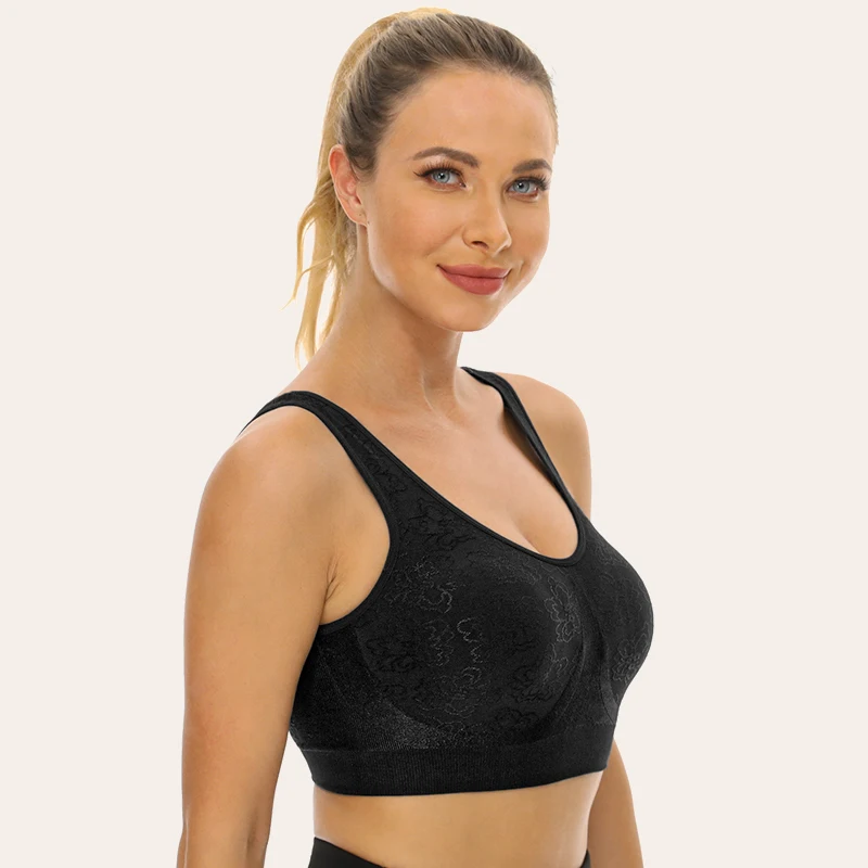 Wingslove Women's Full Coverage Seamless Bra Elastic Wirefree Padded Bralette Comfort Everyday Bra Plus Size Sport Underwear