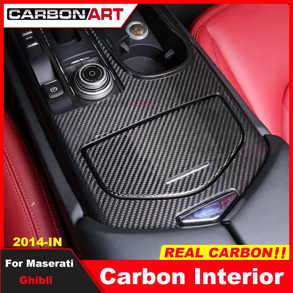 

100% real Glossy Carbon Fiber Interior Cover Trim Car Accessories For-maserati Ghibli 2014-IN Gearshift Door Armrest Cover