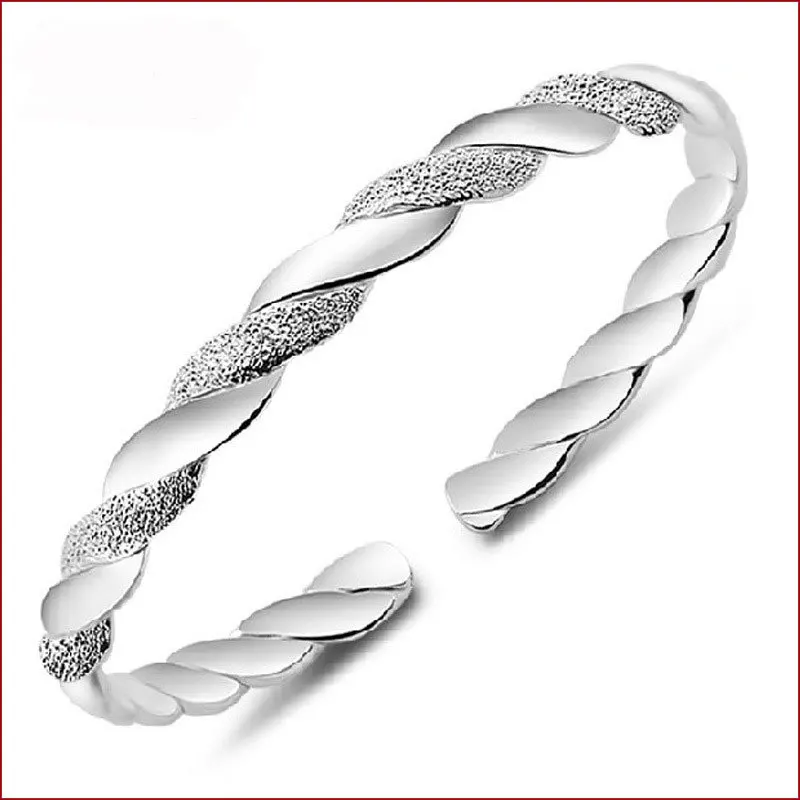 

Fashion 925 Sterling Silver Woman Cuff Bracelet Cross Twisted Infinity Bangle Retro Party Jewelry Charm Christmas Girl Gifts