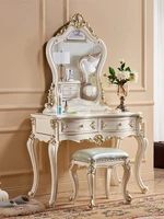 All-solid wood European dressing table French little luxury princess dressing table stool small apartment 1 meter