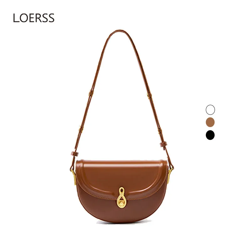 Vintage Genuine Leather Saddle Lady Underarm Bag Versatile Women's Shoulder Bag 2023 New Designer Shopping purses and handBags
