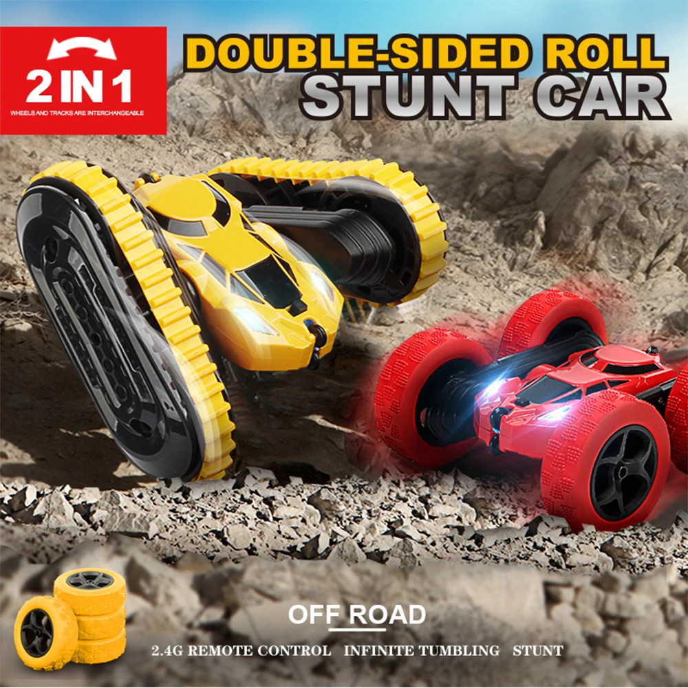 

4WD RC Car 2.4G Radio Remote Control Stunt Car 1:24 Double Side RC Stunt Cars 360° Reversal Vehicle Model Toys For Children Boy