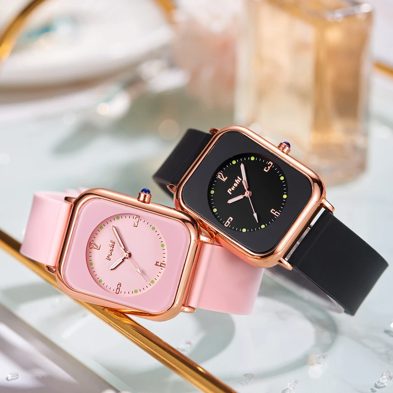 Poshi Женские Модные Кварцевые Наручные Часы 924 Силиконовый Ремешок Простой Стиль