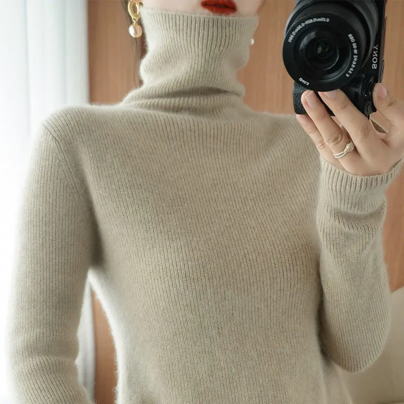 Осенние облегающие Женские пуловеры с длинным рукавом новинка 2022 свитер высоким