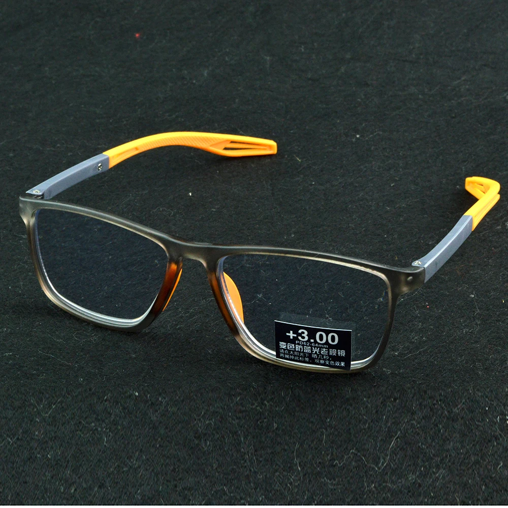 Яркие оранжевые солнечные очки для чтения в спортивном стиле с фотохромными