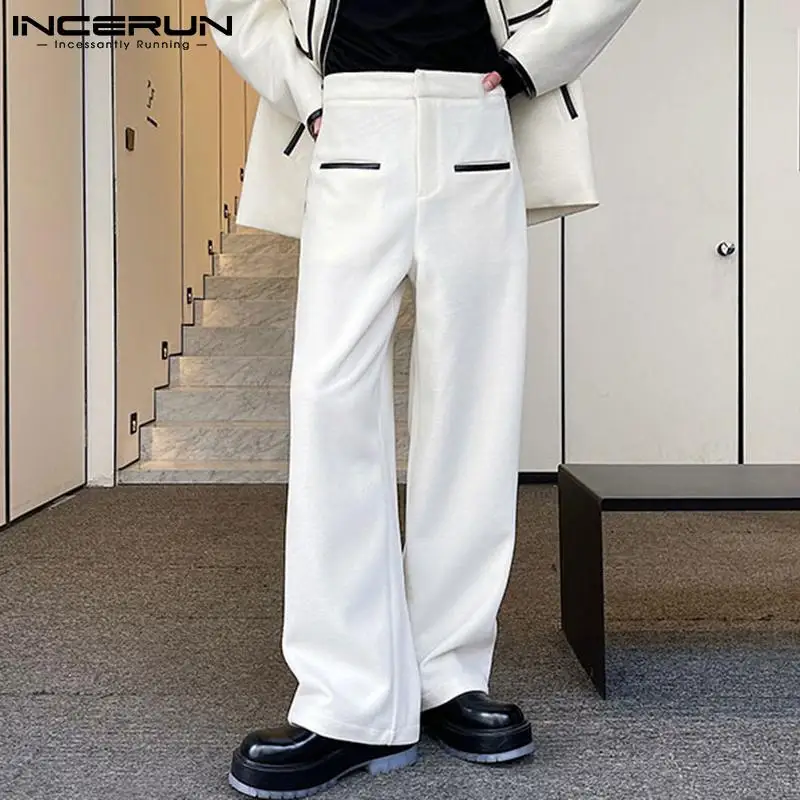 

Men Patchwork Pants Elastic Waist Joggers Streetwear Korean Casual Straight Trousers Men 2022 Fashion Pantalon INCERUN S-5XL