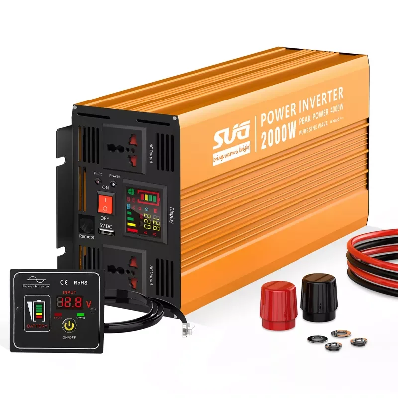 

2000W 12 24 48VDC to 110 220 230VAC Solar Inverter Pure Sine Wave Power Inverter off Grid System Home with US UK EU Socket