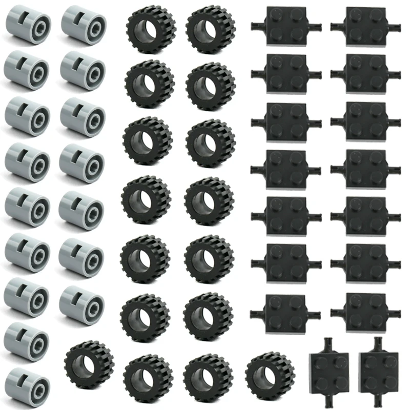 

48pcs 60pcs MOC Bricks Wheel Set City Creative Building Blocks Technical Parts Car Truck Vehicle Wheels Tyre Toys for Children