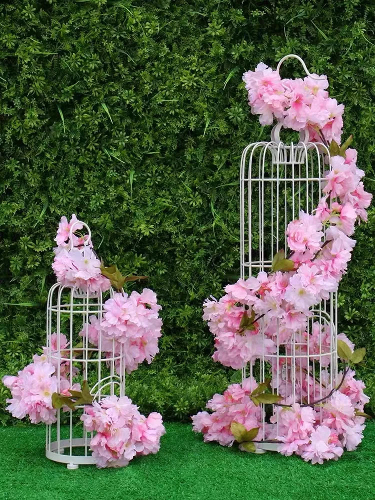 230cm Pink Cherry Blossom Silk Artificial Vine Sakura Hanging Flowers For Wedding Wall Decoration Fake Leavse Garland Wreath