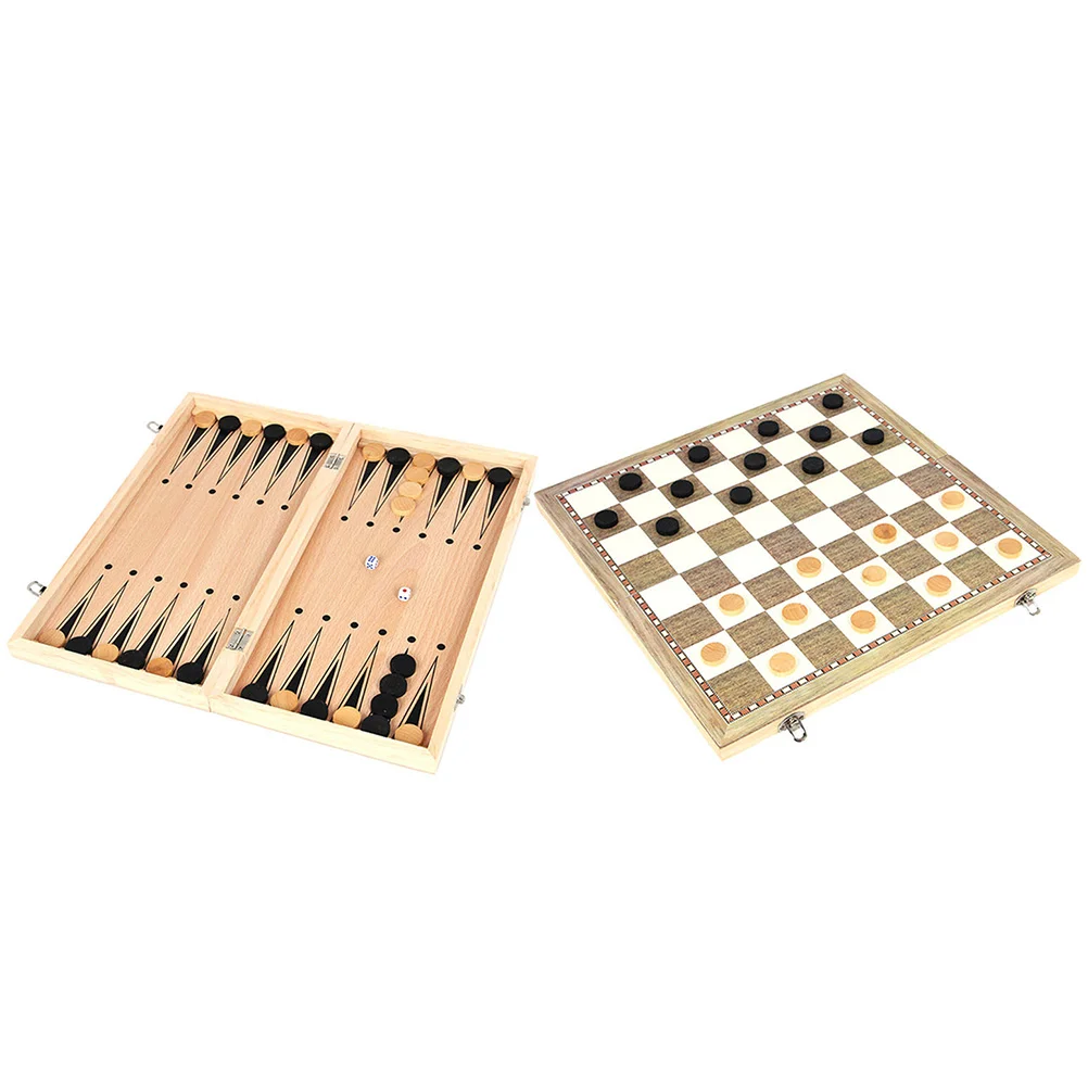 

1 Set of Creative Multi-functional Chess Wooden International Chess Plaything