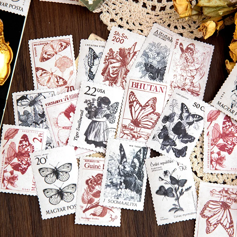 

30Pcs/pack Plant Retro Building Stamps Stickers DIY Scrapbooking Label Card Making Decorative Diary Collage Washi Stamp Sticker