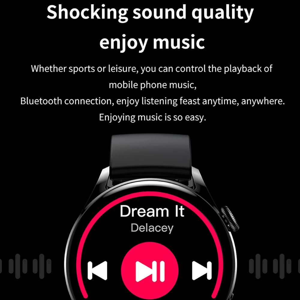 New 1.32&quot Smart Watch Men Heart Rate Blue Tooth Call Sport Tracker Wireless Charging NFC Women Music Voice Assistant Smartwatch