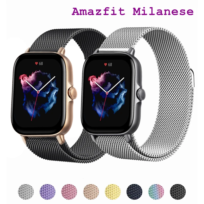 

Магнитный ремешок для смарт-часов Amazfit Bip S, металлический сетчатый Браслет для Amazfit GTS/2/2e/GTS2 Mini/3/GTR/3/2/42/47 мм 20 мм 22 мм