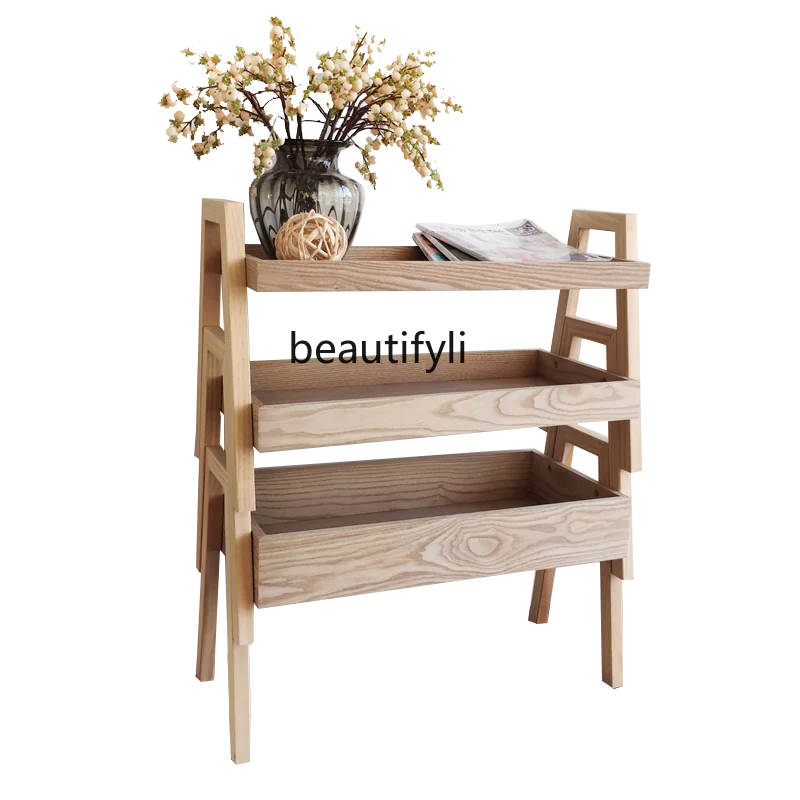 

zqCreative Storage Rack Pine Storage Rack Floor Balcony Flower Rack Kitchen Storage