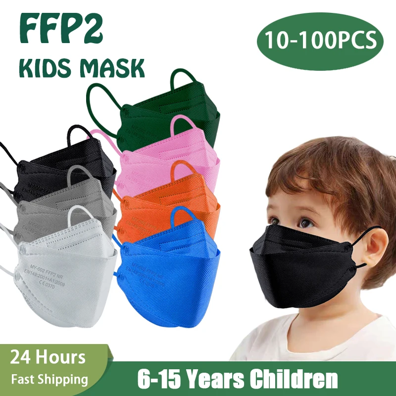 

Детская одноразовая маска для лица FFP2 KN95, детская двухслойная черная маска FFP2mask, детские маски с рыбой