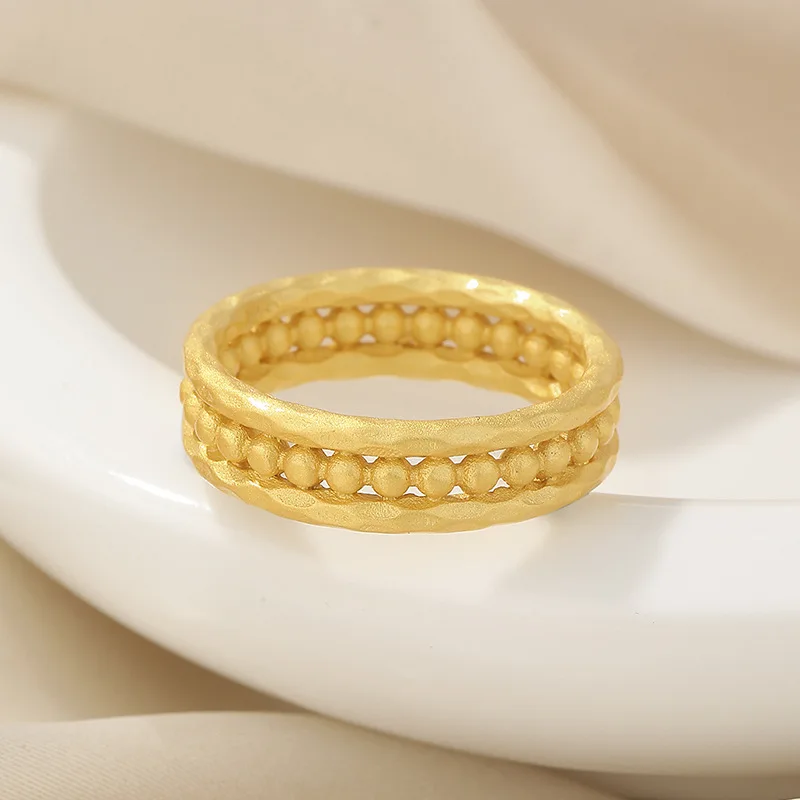 

Europe And America Cross Border New Retro Exquisite Couple Turkish Ring 925 Silver Plating 18K Gold Light Luxury Personality Han