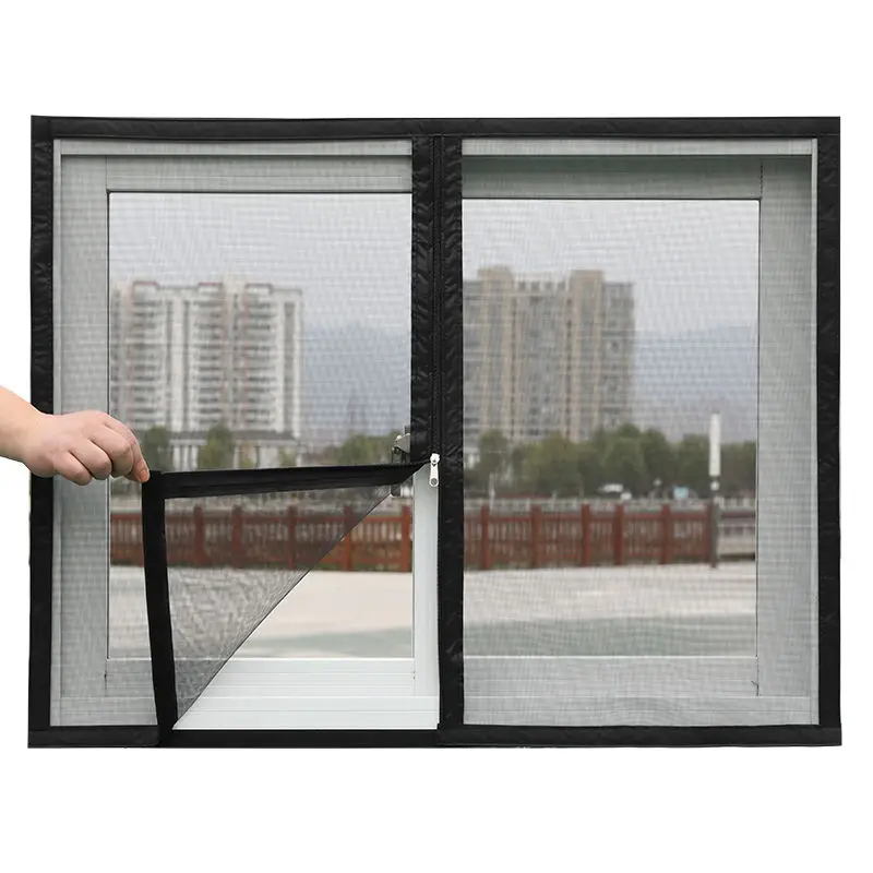 

Customized for Free Multi Size Window Mesh with Zipper Adhesive Black Mosquito Screen Mesh Mosquito Net for Windows Curtains