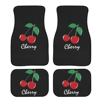 black background red cherry printing design water and dirt resistant rubber material 42pcs universal size car foot mat