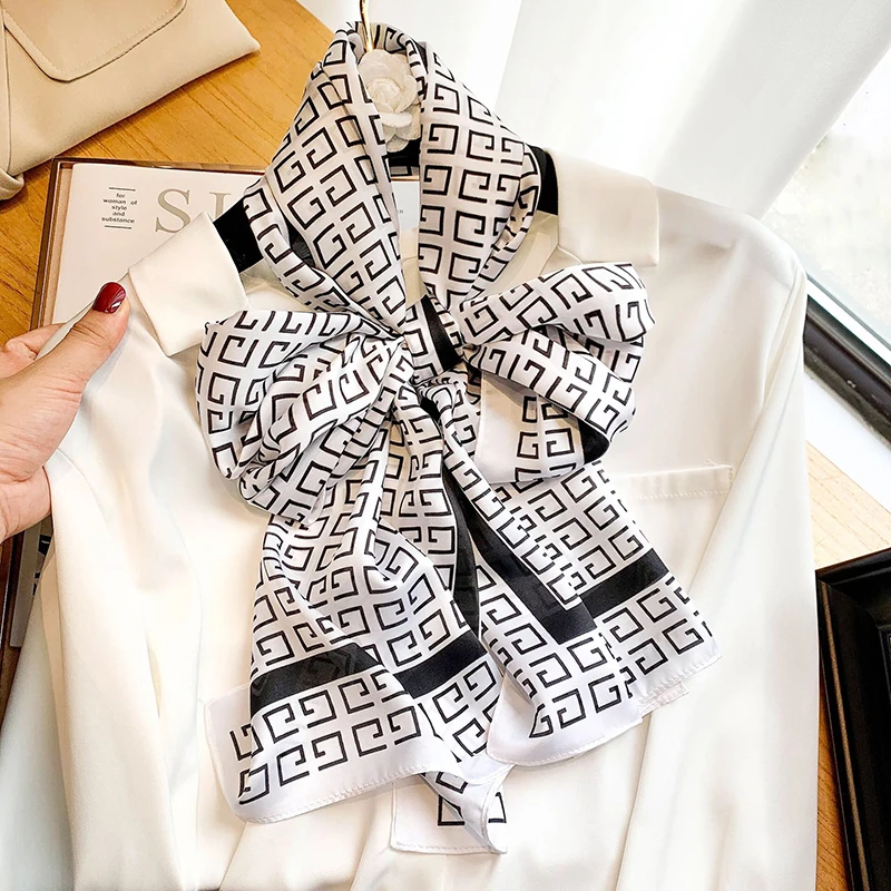 

2021 new spring ladies scarf high quality shawl silk fashion scarf headscarf beach sunscreen bag headscarf scarf 40cm*160cm