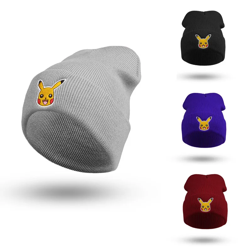 

Kawaii Pokemon Embroidery Hat Anime Pikachued Knitted Hats Women's Winter Unisex Cap Cartoon Skullies Bonnets for Lady Girl Gift
