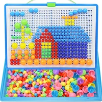 296pcsset mushroom nail beads diy handmade toy 3d intelligent puzzle jigsaw board game for children kids educational toys gifts