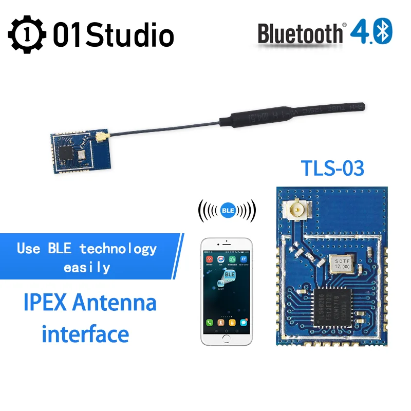 Фото TLS-03 BLE Buletooth 4,0 приемопередатчик Uart Прозрачный модуль передачи TLSR8266F512 Импульсная беспроводная антенна IPEX №1