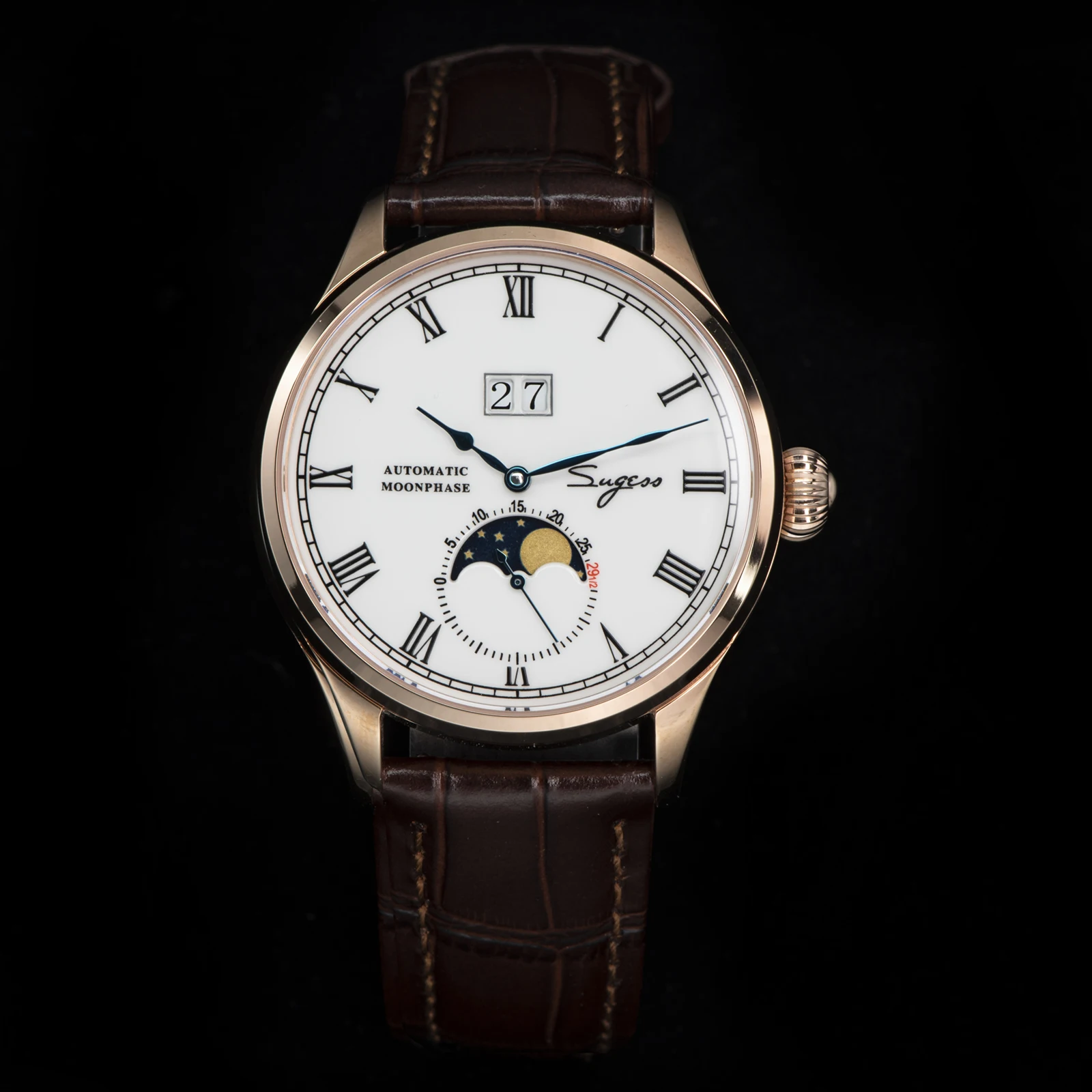 

Seagull ST25 Automatic Mechanical Watch Movement Real Moonphase Men Watches Luxury Wristwatch Retro Clock Reloj Hombre Sappire