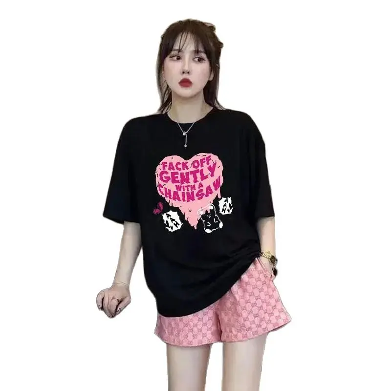

Fashion Woman Summer 2022 Large Size New Sports Pajamas Set Women's Western Print Short-Sleeved Shorts Two Piece Set Women