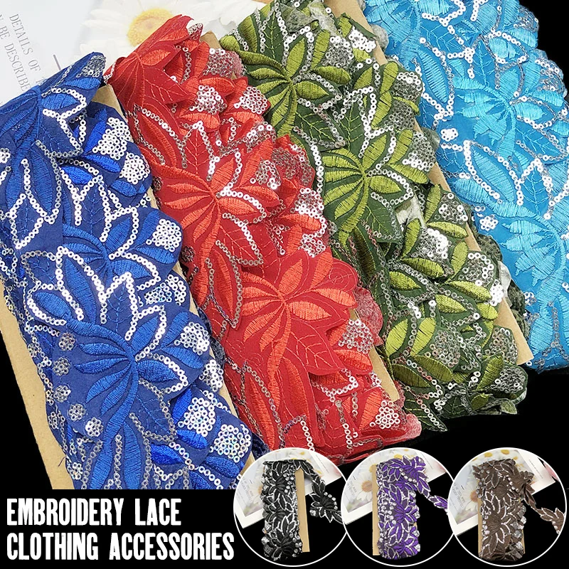 

10 Yards Ethnic Embroidered Sequin Lace Fabric DIY Crafts Sewing Decor Accessories For Garments Tassel Lace Trim Webbing Ribbon