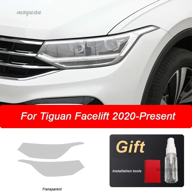 

2 шт., прозрачные ТПУ наклейки для передних фар Volkswagen VW Tiguan Facelift 2020 2021