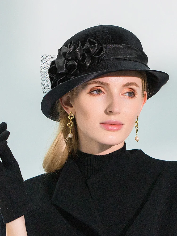 

EE 2021 autumn and winter new women's dome British mesh flower hat fashion versatile Winter Hat Women