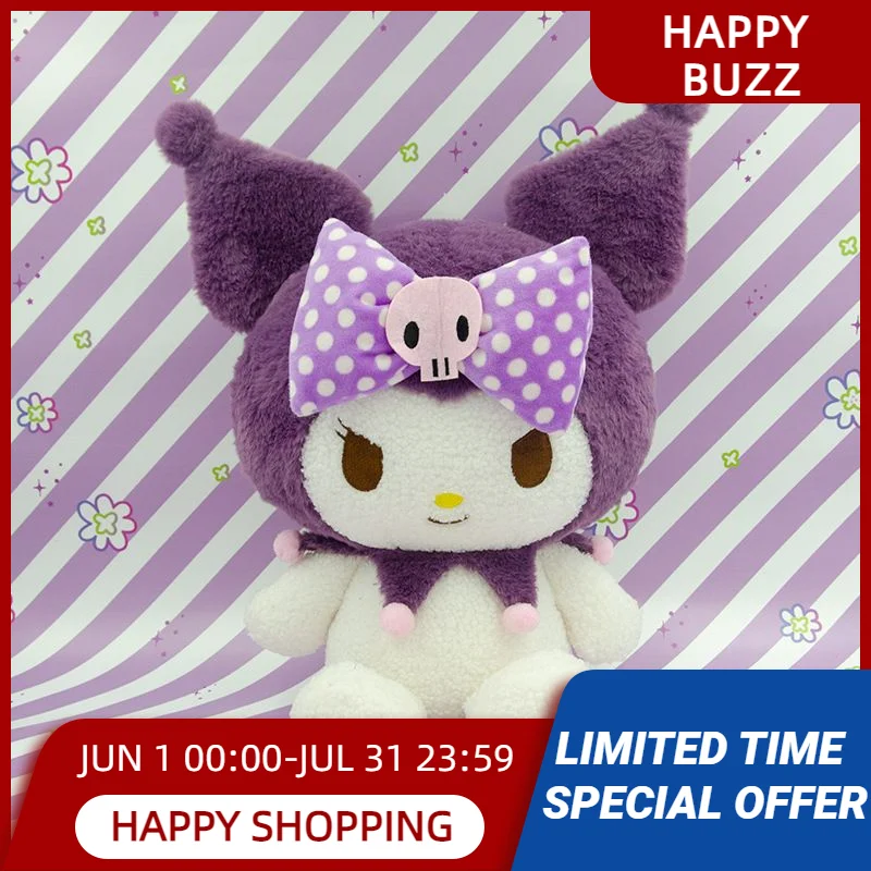 

Kawaii 36-55CM Sanrio 4 Style Bow Tie Big-Eared Cute Kuromi Creative Gifts Animals Doll Soft Throw Pillow Xmas Decor