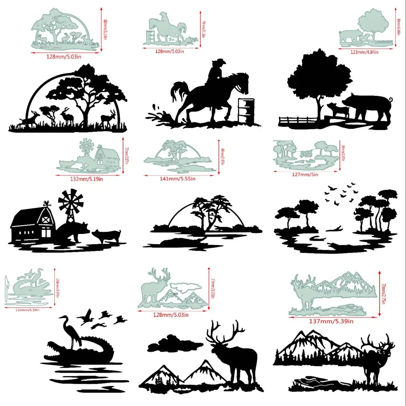 Новинка 2024 металлические Вырубные штампы лес река животные ЧЕЛОВЕК сделай сам