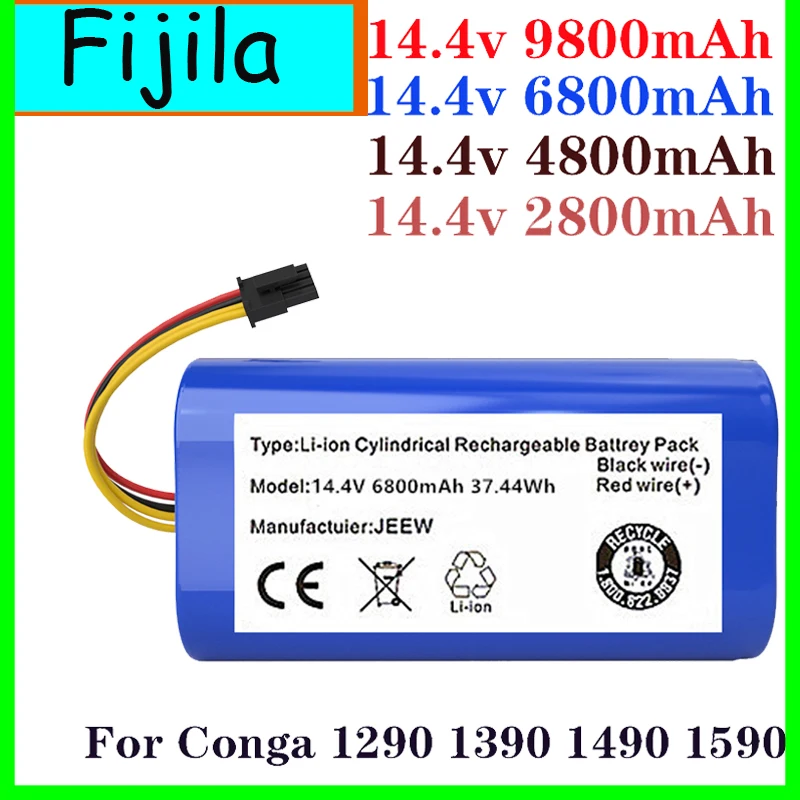 

2023 Batterie Lithium-ion 14.4v 6800MAh Pour Cecotec Conga, Remplacement Robot Aspirateur 1290 1390 1490, Nouveauté 1590