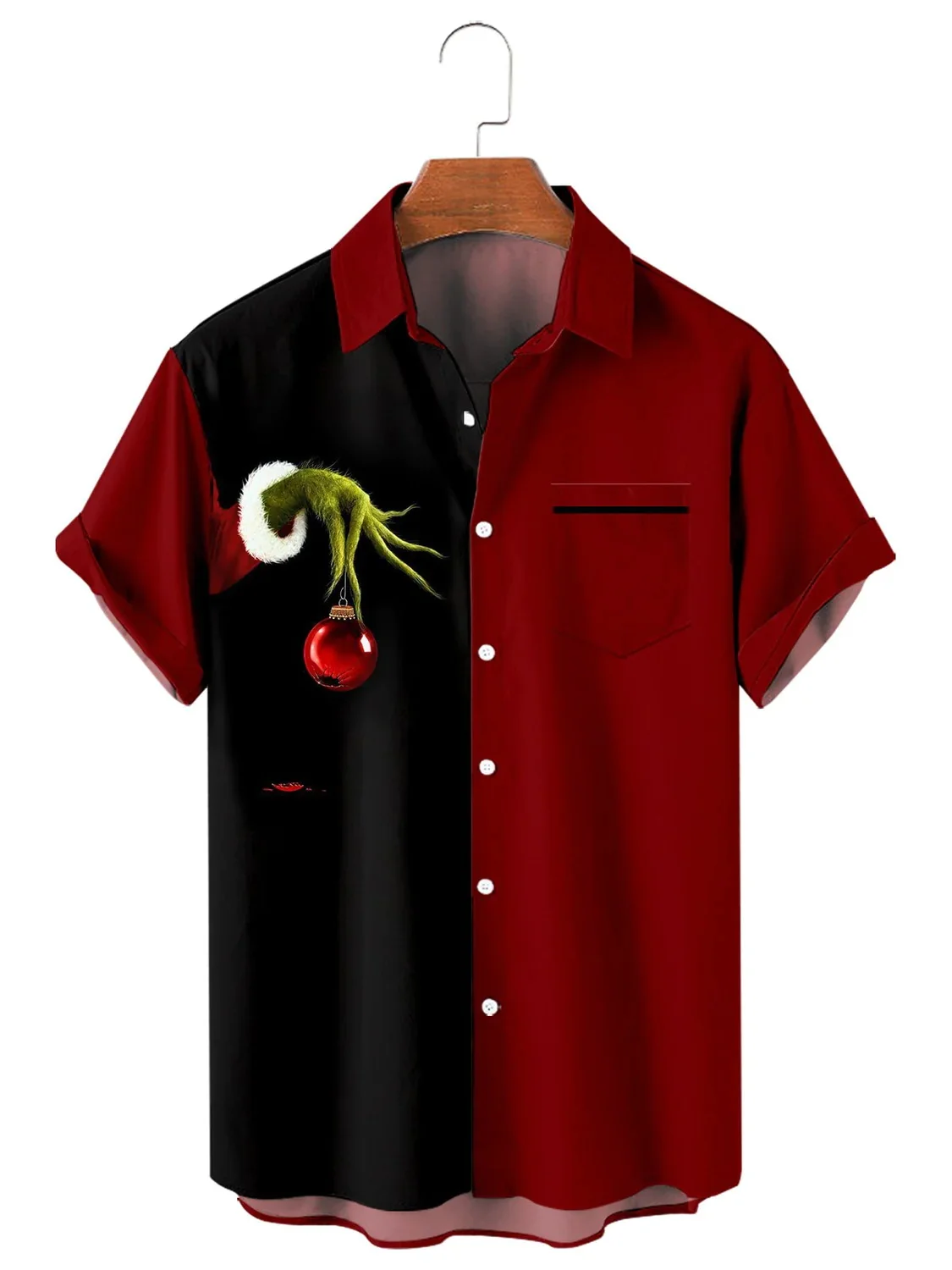 

Christmas Casual Loose Shirt Palm Tree Santa Claus Music Symbol Stripe Devil Thief Snowflake Elf MERRY Printed Men's shirts