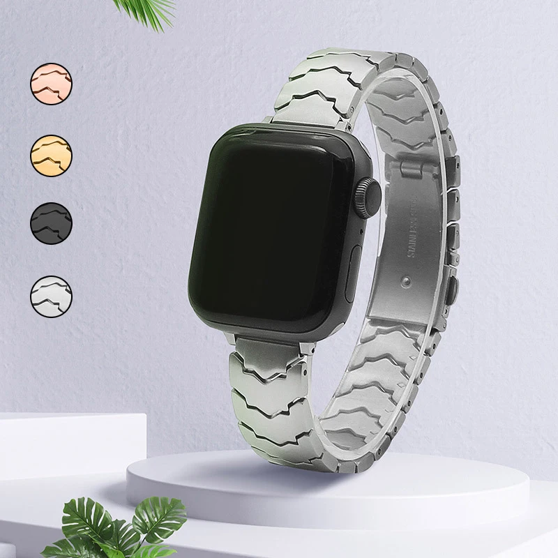 

Slim Stainless Steel Band for Apple Watch Ultra 49mm 8 7 6 5 4 se Strap 41mm 45mm 40mm 44mm Bracelet for iWatch 3 2 1 38mm 42mm