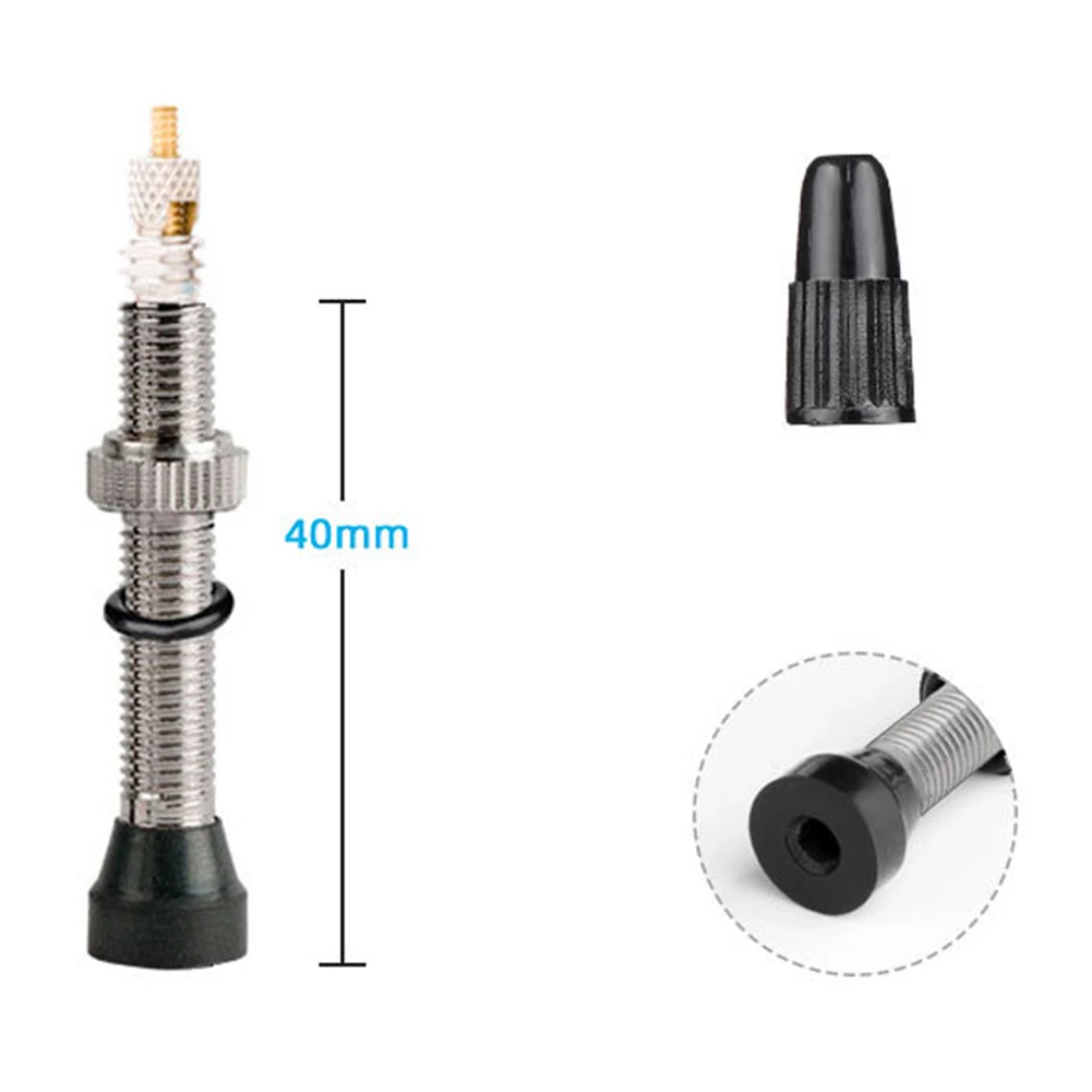 

Cycling Parts French Valve Tubeless Tire 1Pair Bicycle Black Or Silver Plated Copper Core Copper Rod French Mouth
