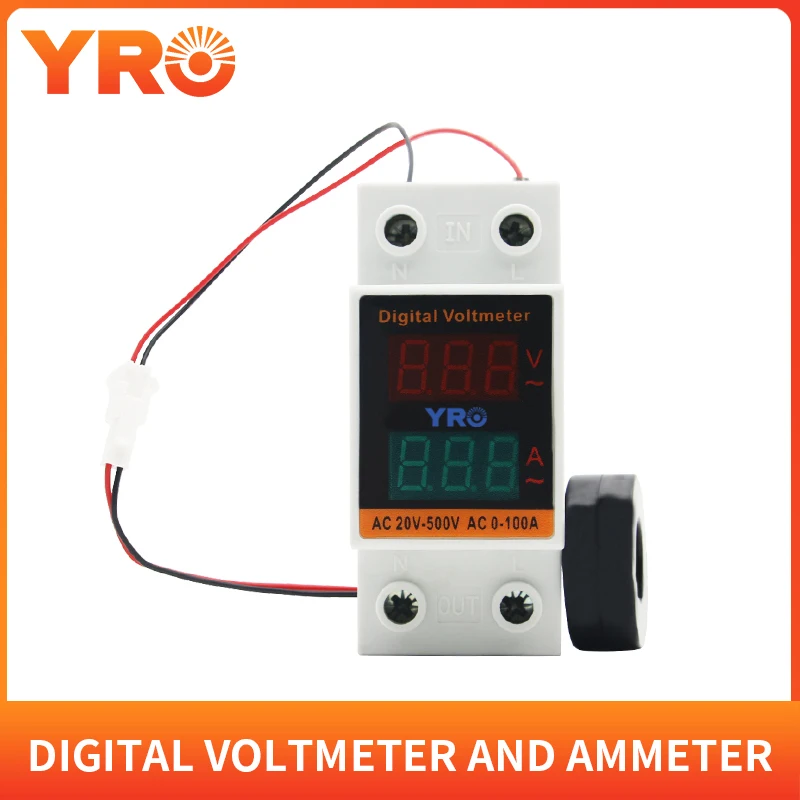 

Dual Display 40A 63A 230V DIN Rail Adjustable Digital Over and Under Voltage Relay Surge Protector Limit Over Current Protection