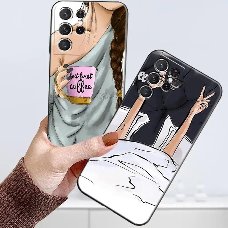 

Sexy Woman Phone Case For Samsung S21 Ultra S21 FE S10 Ultra S8 S20 S10E Plus LiteS10 5G S22 Lite S9 O65u Protective PU Luxury