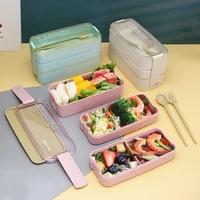 900ml microwave lunch box wheat straw dinnerware food storage container children kids school office portable bento box