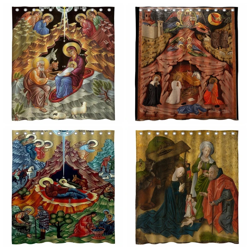 

Orthodox Icon Nativity Scene Saints Vision Mystery Of The Incarnation Religious Art Shower Curtain By Ho Me Lili Bathtub Decor