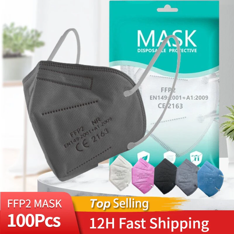 

FFP2 KN95 Mask Black mask Adult Mascarilla fpp2 Homologada CE Safety Protective Mask Anti Dust Pollution Mask 12 hour Shipping