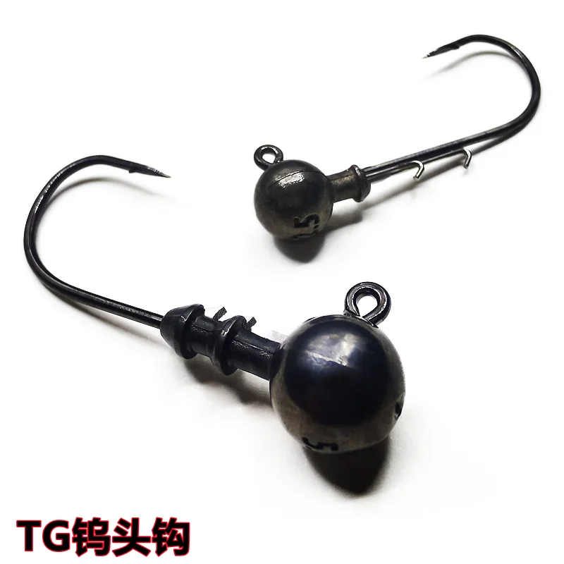 

High Gravity Tungsten Steel Lead Head Hook T-tail Texas Fishing Group Road Sub Soft Bait Black Pit Wild Bass Fishing