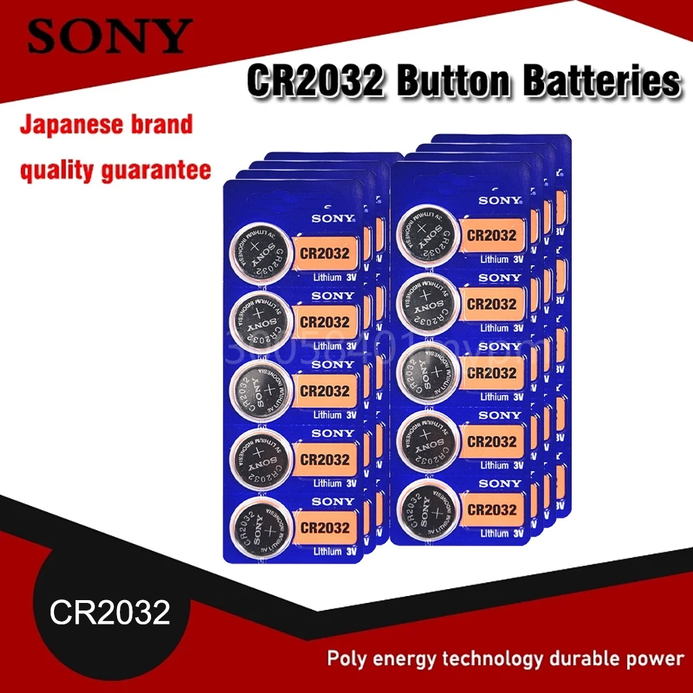 

Оригинальный кнопочный аккумулятор SONY CR2032, 3 в, литиевые батареи CR 2032 для часов, пультов дистанционного управления игрушками, компьютеров, к...