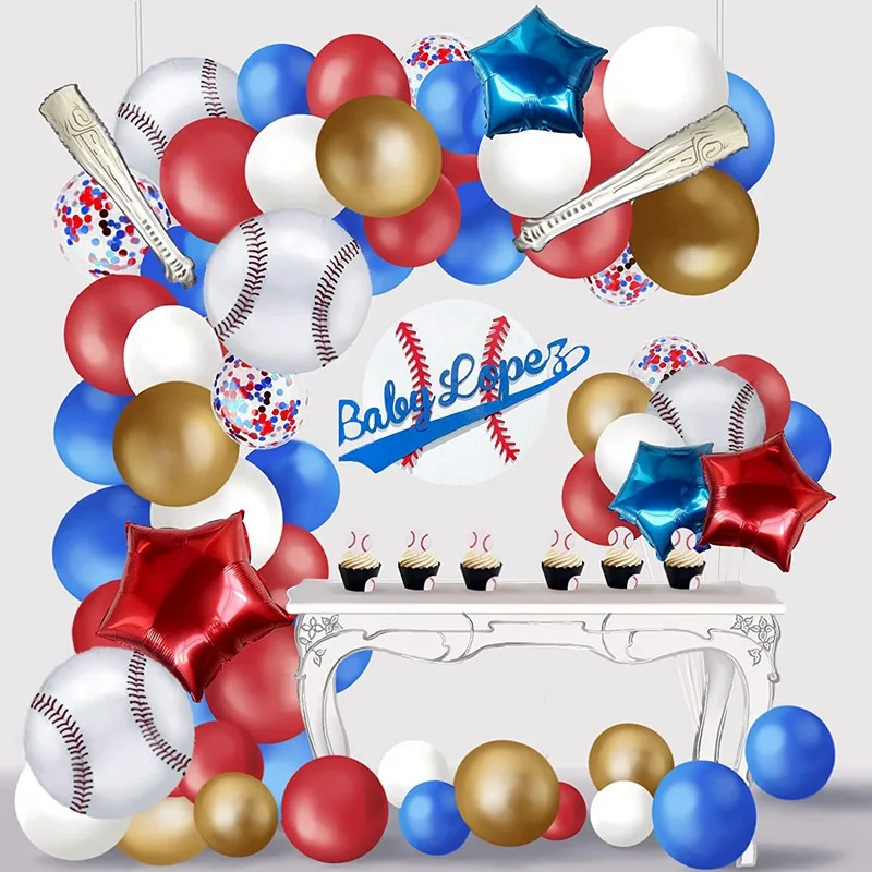 

123pcs White Red Blue Baseball Latex Balloon Garland Arch Kit Confetti Ballon Helium Baby Shower Boy Birthday Party Decoration