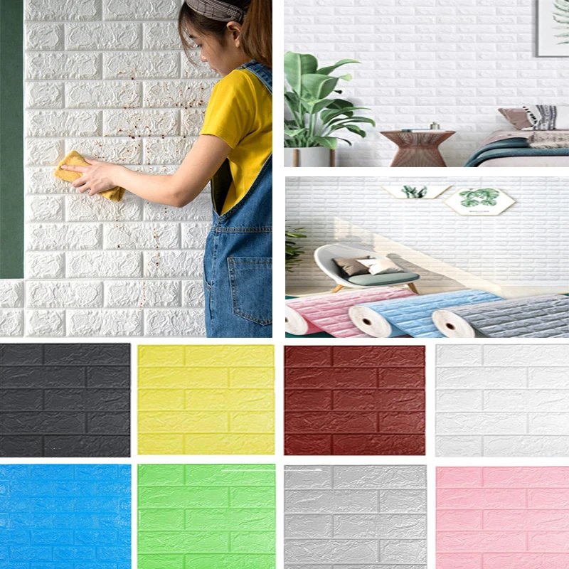 

3D Wall Sticker Imitation Brick Bedroom Waterproof Self-adhesive DIY Wallpaper For Living Room TV Backdrop Wallpapers Home Decor