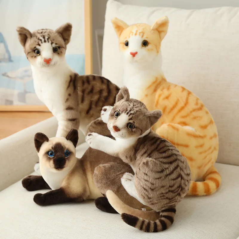 

Мягкая Реалистичная сиамская кошка, плюшевая игрушка, имитация американской милой кошки в виде короткой шерсти, домашний декор, подарок для...