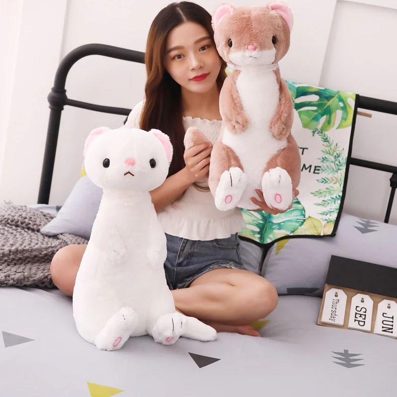 1pc 50cm Sweet Simulation Ferret Plush Toy Soft Stuffed Cartoon Animal Fox Dolls Bedroom Home Decor Kids Gift Baby Toys