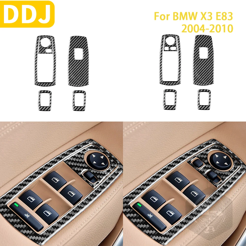 

For BMW X3 E83 2004 2005 2006 2007 2008 2009 2010 Car Accessories Carbon Fiber Interior Door Window Lift Panel Trim Sticker